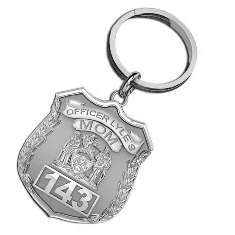 Police Mom Personalized Police Badge Keychain with Officer's Name & Number