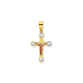 Two-Tone Small Cz Crucifix Pendant