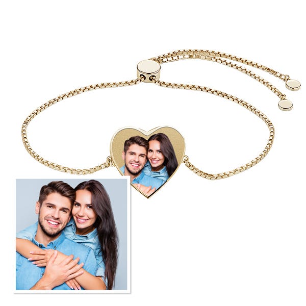 Women's Adjustable Photo Heart Bracelet