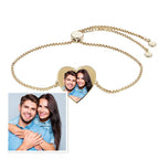 Women's Adjustable Photo Heart Bracelet