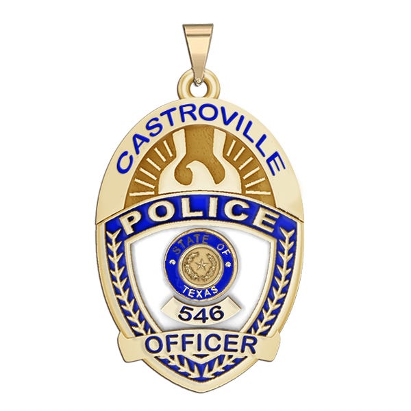 Personalized Texas Oval Police Badge with Your Rank, Dept. and Number