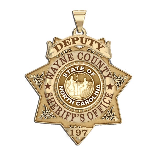 Personalized North Carolina 7-Point Star Sheriff Badge with Rank, Number & Dept.