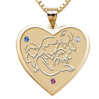 Mother with Three Sons - Heart Pendant with Birthstones