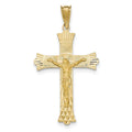 Polished Satin And Diamond Cut Crucifix Pendant