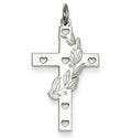 Sterling Silver Laser Designed Heart-Vine Cross Pendant