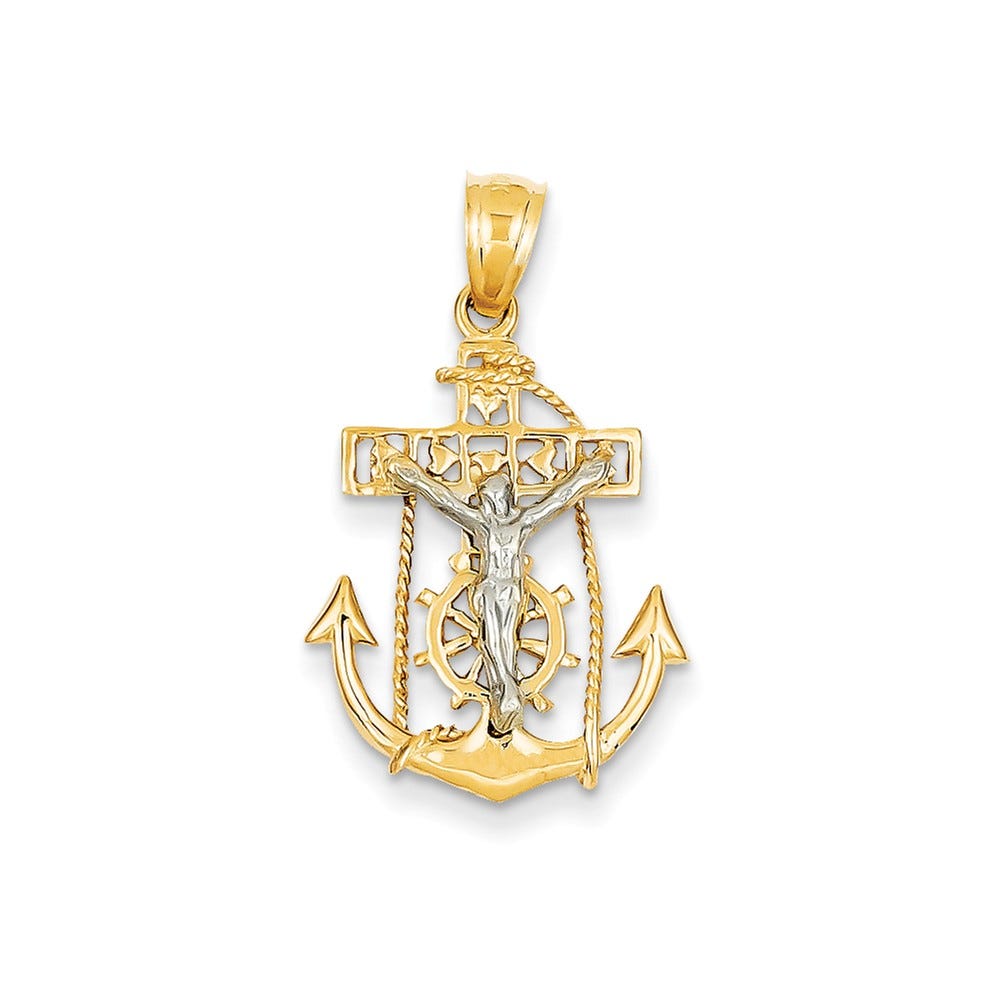 14K Two-Tone Mariner's Cross Pendant