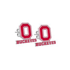 Pair of Color Enamel Ohio State Buckeye O Earrings