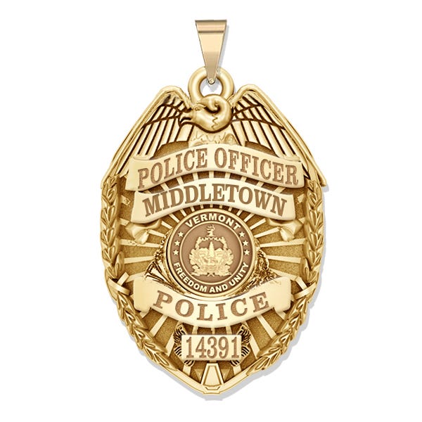 Personalized Vermont Police Badge with Your Rank, Number & Department
