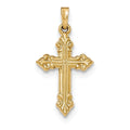14K Brushed And Polished Budded Cross Pendant