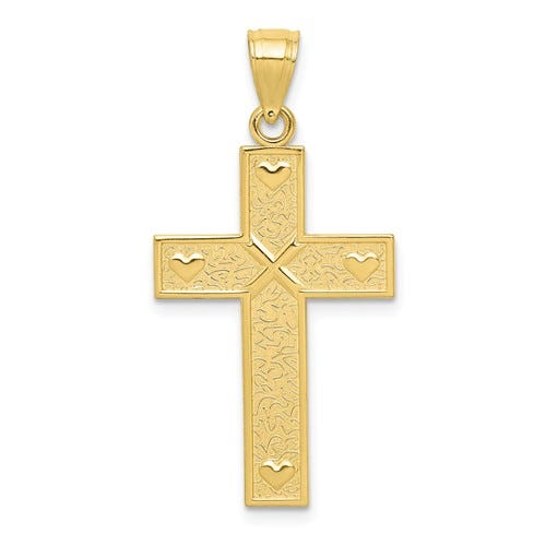10K Gold Tone God Loves Me Cross Pendant