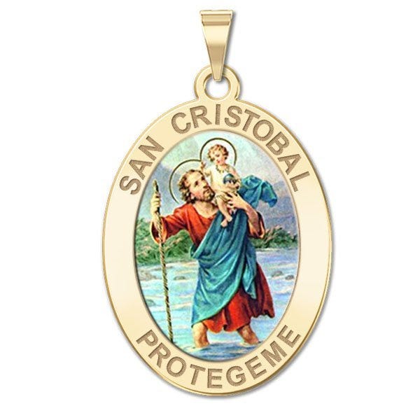 San Cristobal Oval Color Religious Medal