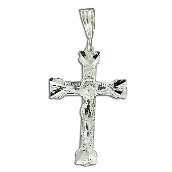 Crucifix Cross Pendant In Silver Or Steel