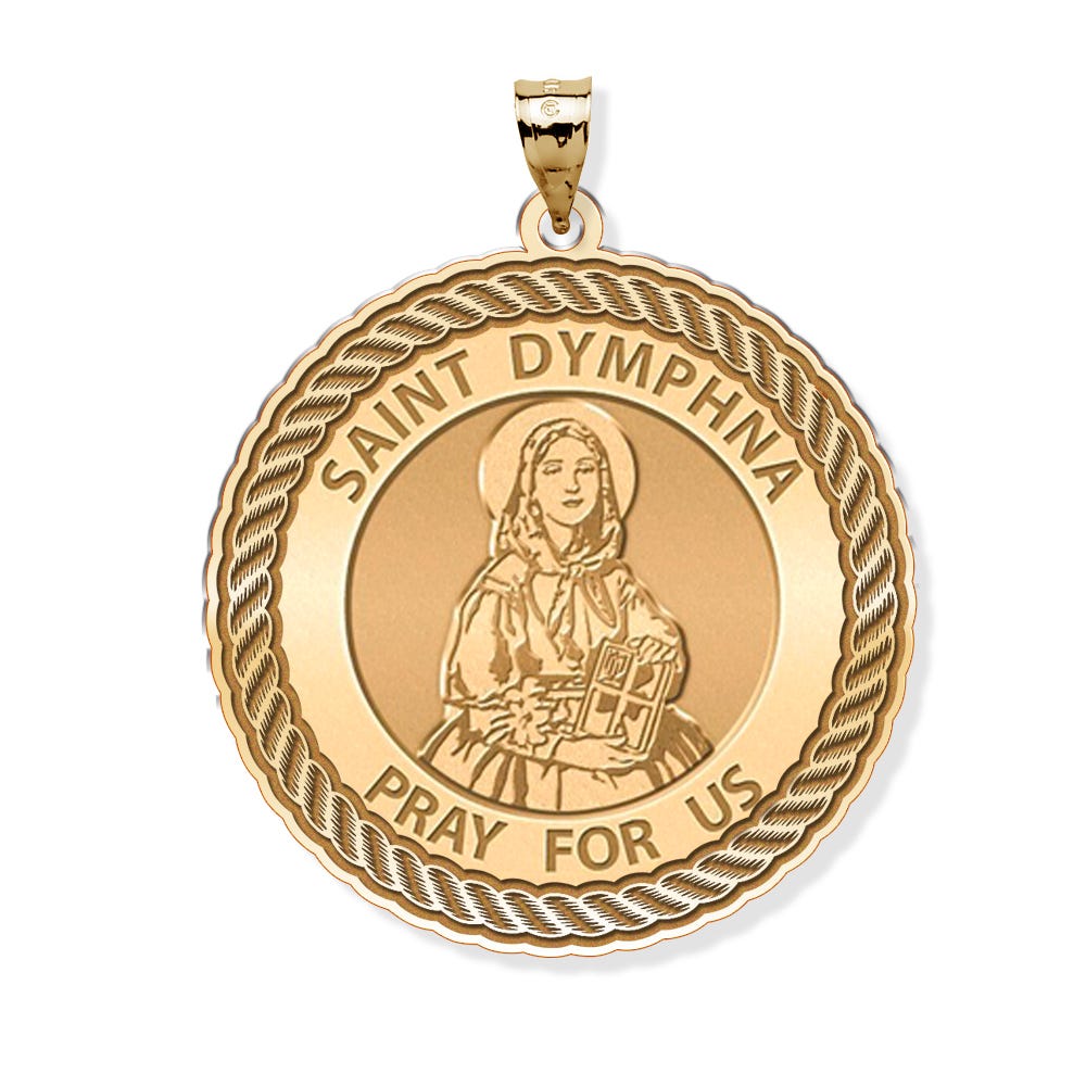 Saint Dymphna Round Rope Border Religious Medal
