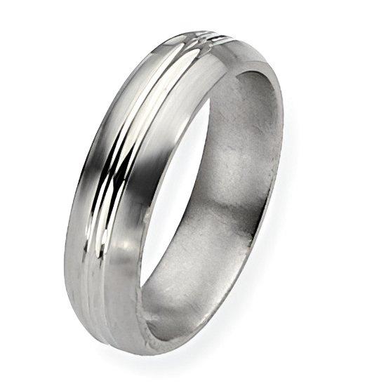 Titanium Grooved Approx. 0.24 Inch Brushed and Polished Wedding Band