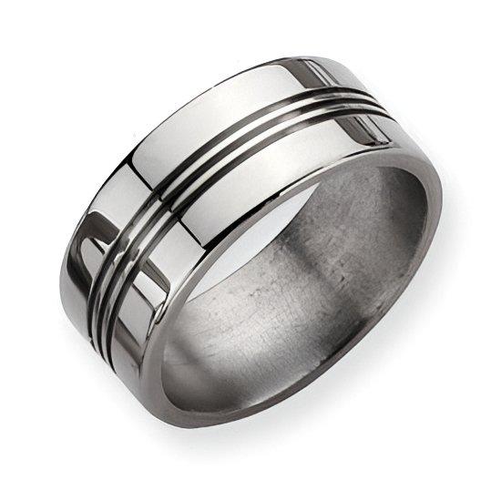 Titanium Grooved Approx. 0.35 Inch Polished Wedding Band