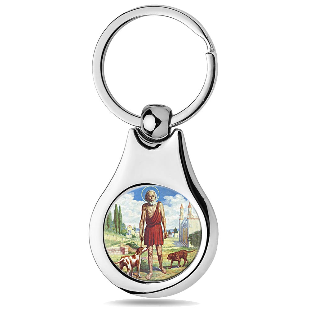 Stainless Steel Color Saint Lazarus Keychain