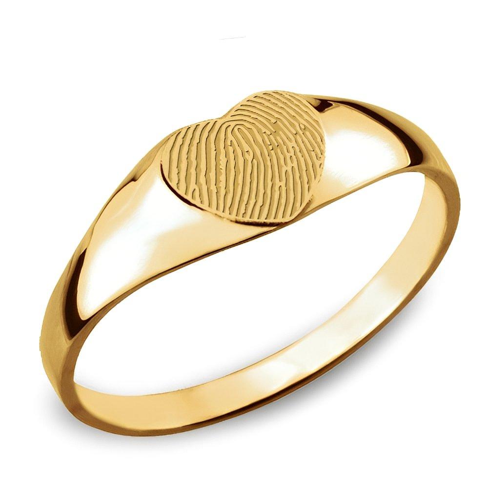 Custom Women's Fingerprint Heart Signet Ring