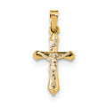 14K Two-Tone Polished Inri Tapered-Foot Crucifix Pendant