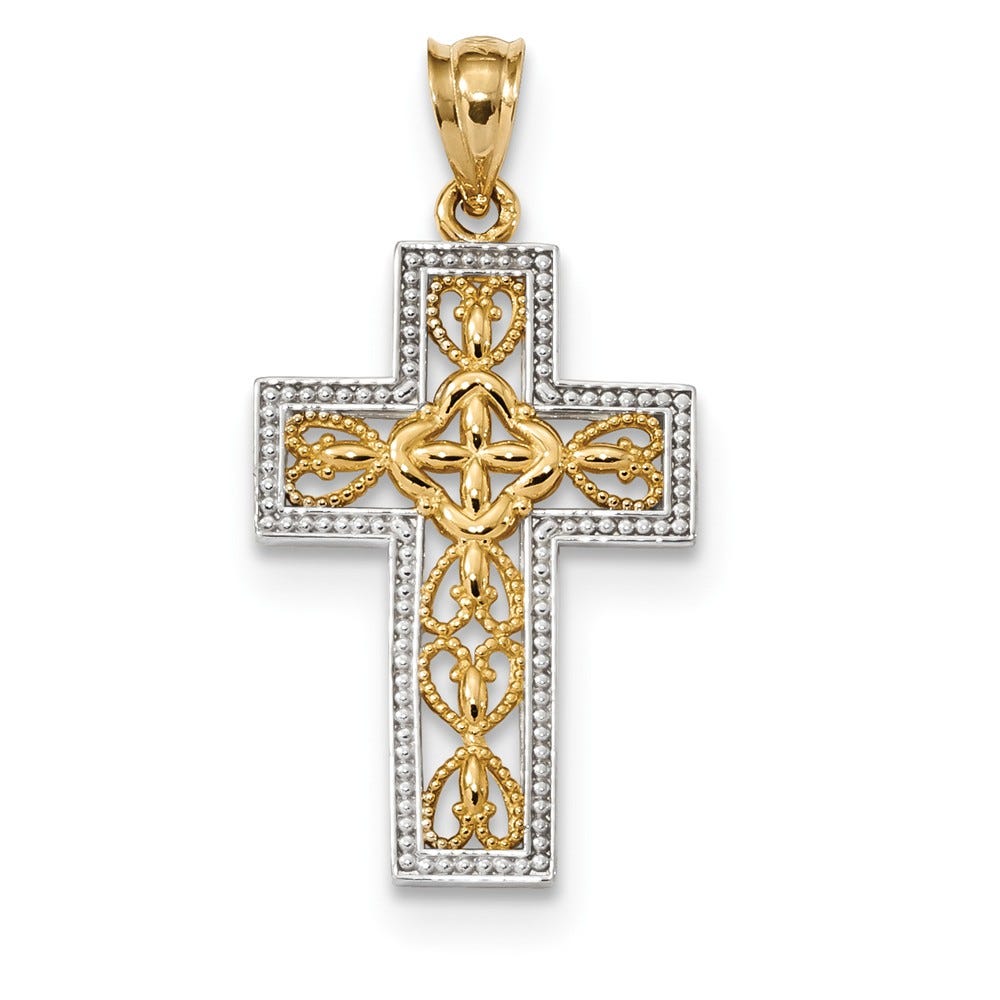 14K Gold Filigree Cross Pendant