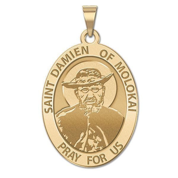 Saint Damien Of Molokai Oval Religious Medal