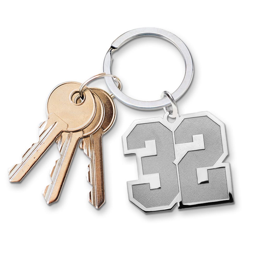 Number with Stainless Steel Keychain Loop