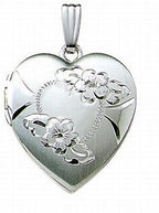 14K White Gold Heart Photo Locket
