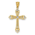 14K Rhodium Diamond-Cut Cross Pendant