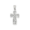 14K White Gold Filigree Cross Pendant