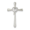 Sterling Silver Cz In Heart Cross Pendant
