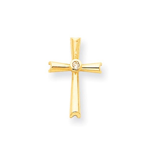 14K Aa Diamond Cross Pendant