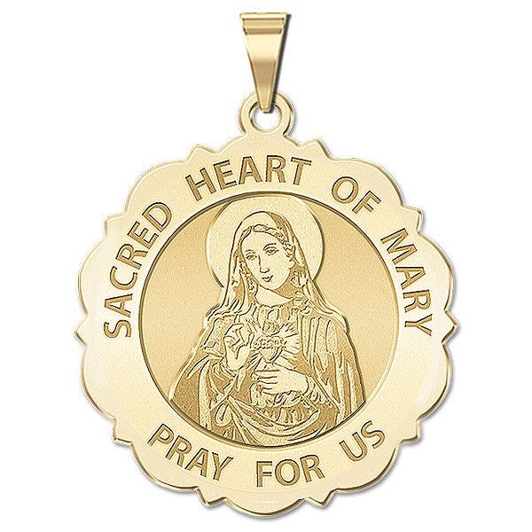 Sacred Heart of Mary Scalloped Religious Medal