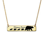 Personalized Mama Bear Bar Necklace with 18 Inch Chain