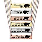 Personalized Mama Bear Bar Necklace with 18 Inch Chain