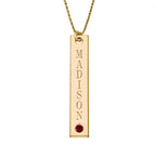 Personalized Vertical Name Necklace with Birthstone and 18" Chain