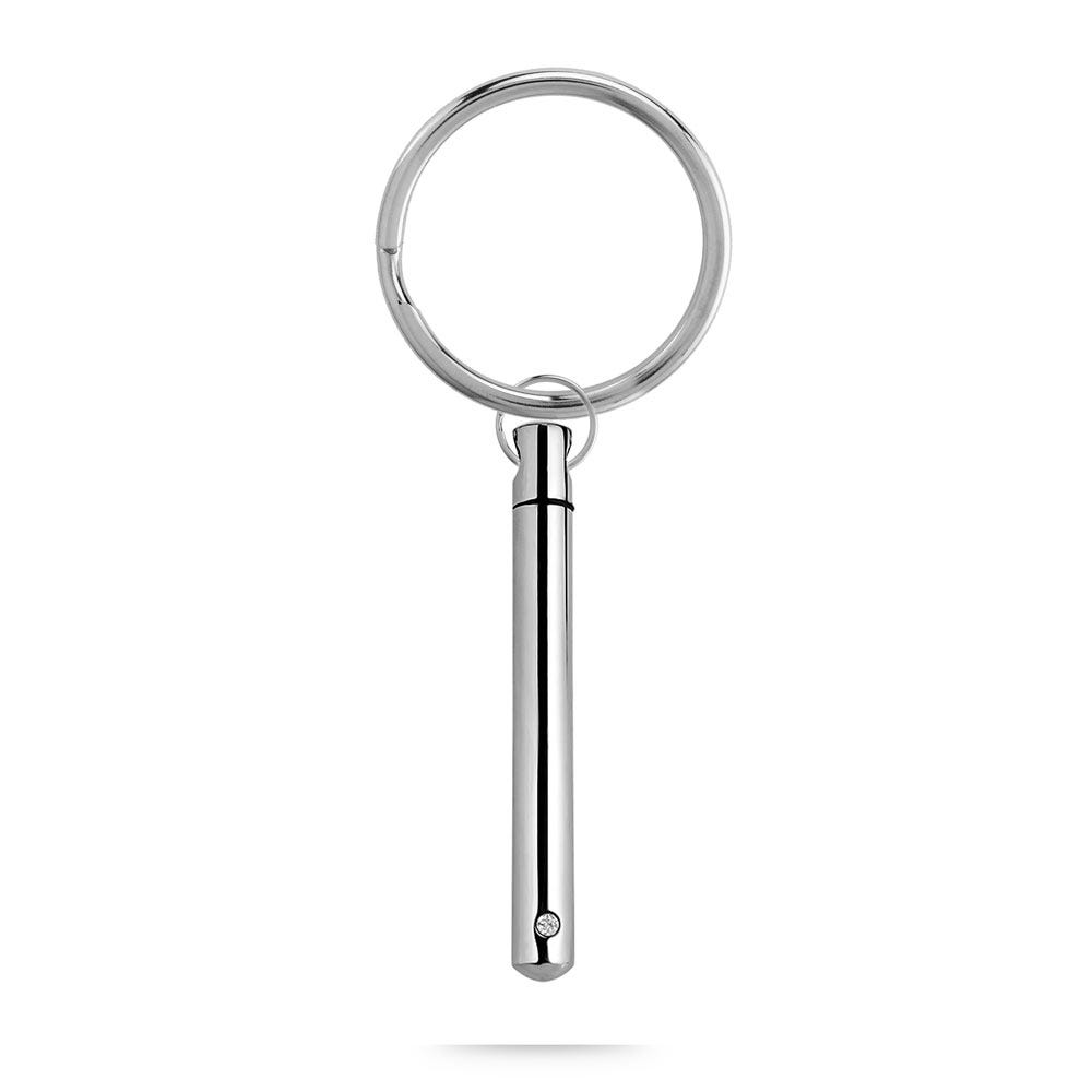 Cylinder Shaped Cremation and Ash Vessel Keychain with Stone