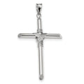 White Gold Polished Tube Cross Pendant