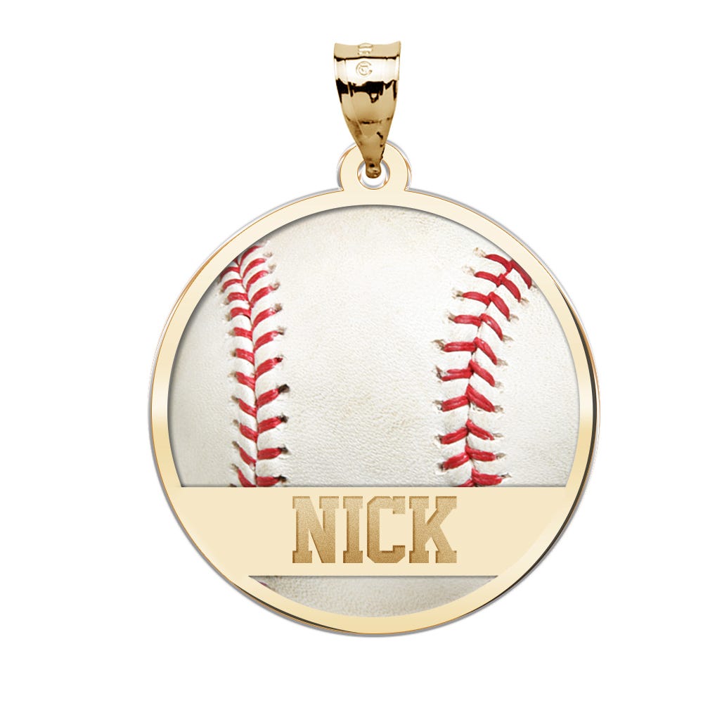 Color Enameled Baseball Pendant with Name