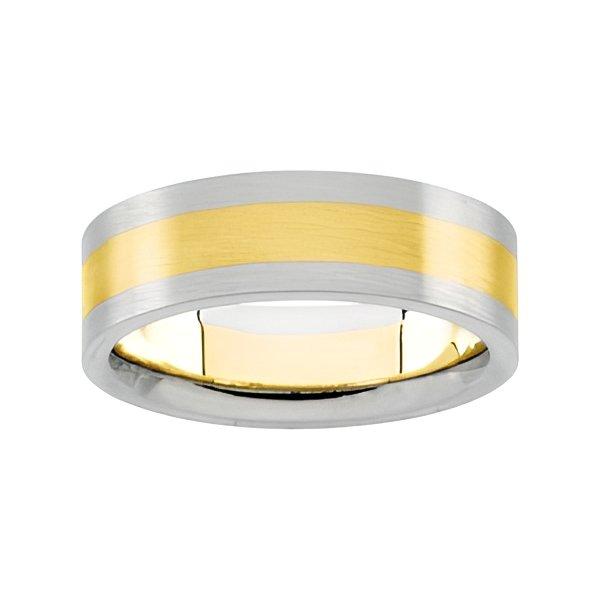 14K Two-Tone Approx. 0.24 Inch Domed Satin Finish Wedding Band