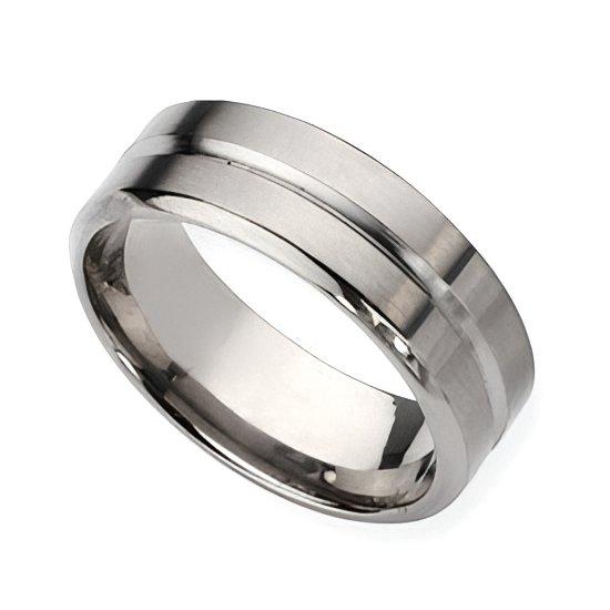 Titanium Grooved Approx. 0.31 Inch Polished Wedding Band