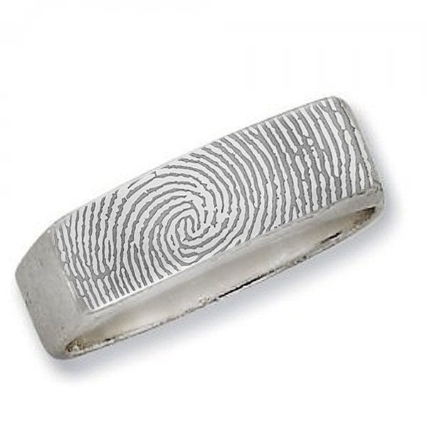 Custom Men's Fingerprint Rectangle Signet Ring