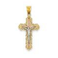 14K Tri-Color Diamond-Cut Crucifix Pendant