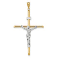 14K Two-Tone Polished Rounded Bar Jesus Crucifix Pendant