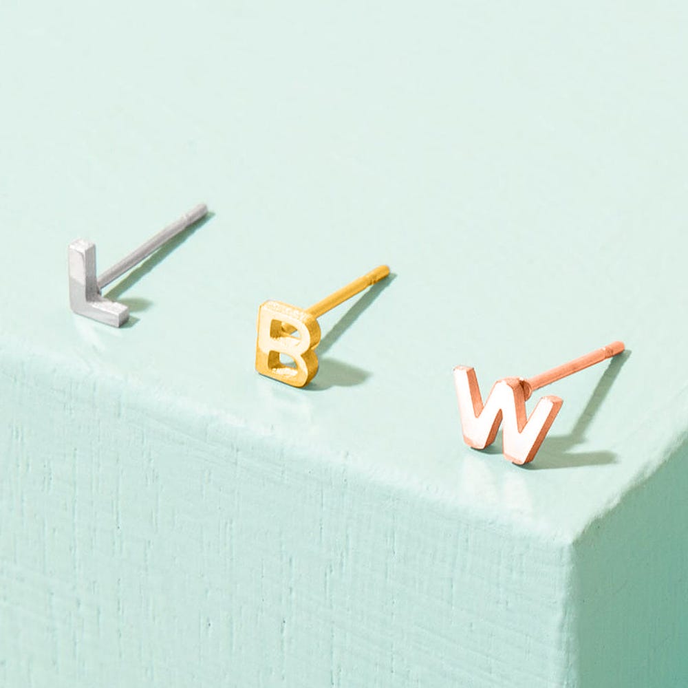 Initial Stud Earrings