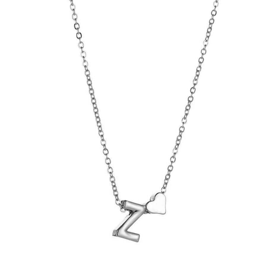 Petite Heart Initial Necklace with 18" Rolo Chain