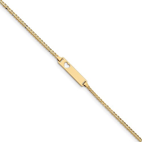 Custom Engraved 14K Gold Women's Heart Cutout ID Bracelet