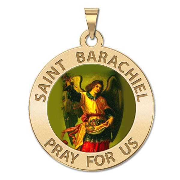 Saint Barachiel Round Religious Medal "Color