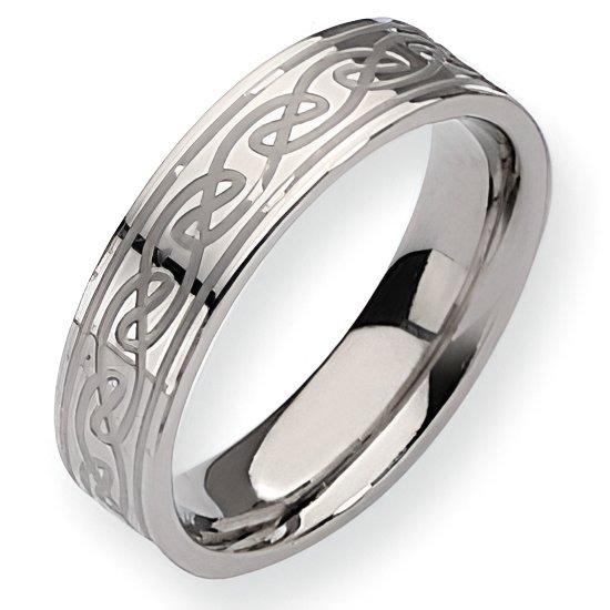Titanium Celtic Knot Approx. 0.24 Inch Satin and Polished Wedding Band