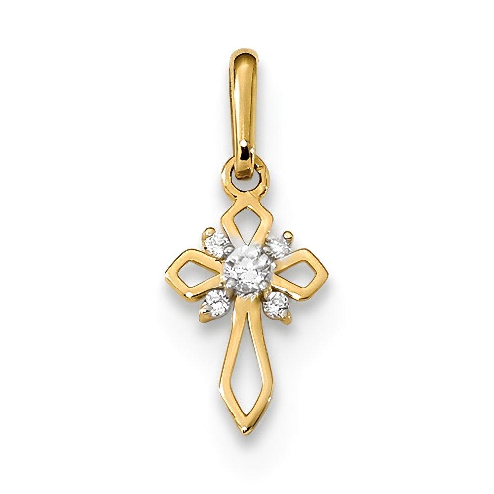 14K Childrens Fancy Cz Cross Pendant