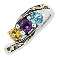 Sterling Silver & 14K Three-Stone Antiqued Mother's Ring