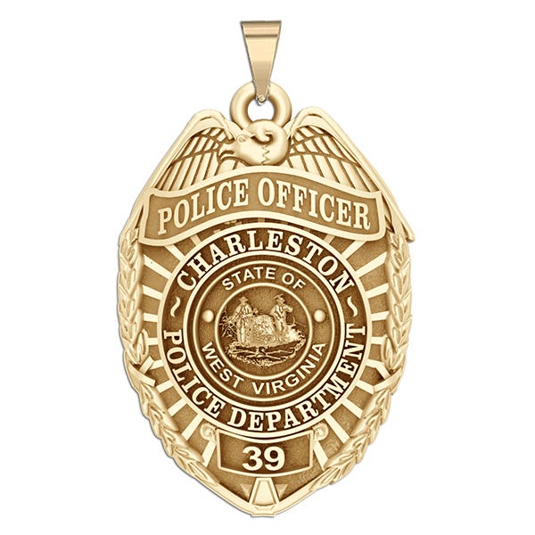 Personalized Charleston West Virginia Police Badge with Your Rank and Number